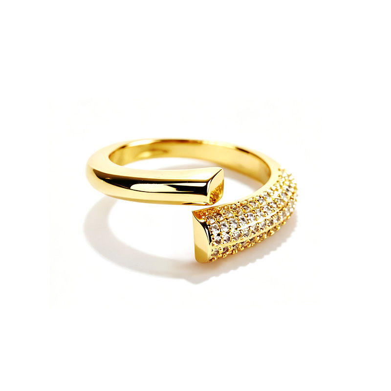ANELLO REGOLABILE ASIMMETRICO CON PAVÉ DI ZIRCONI - JN2672D013