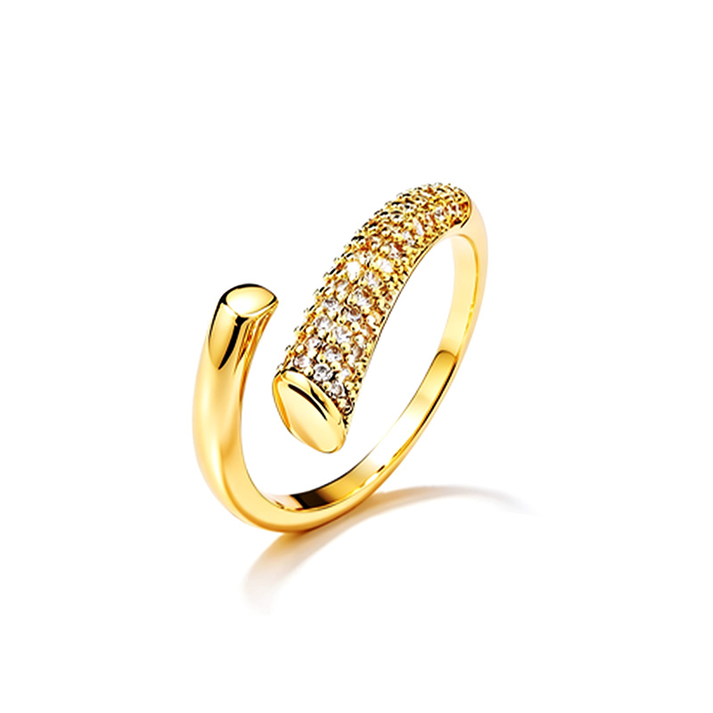 ANELLO REGOLABILE ASIMMETRICO CON PAVÉ DI ZIRCONI - JN2672D013