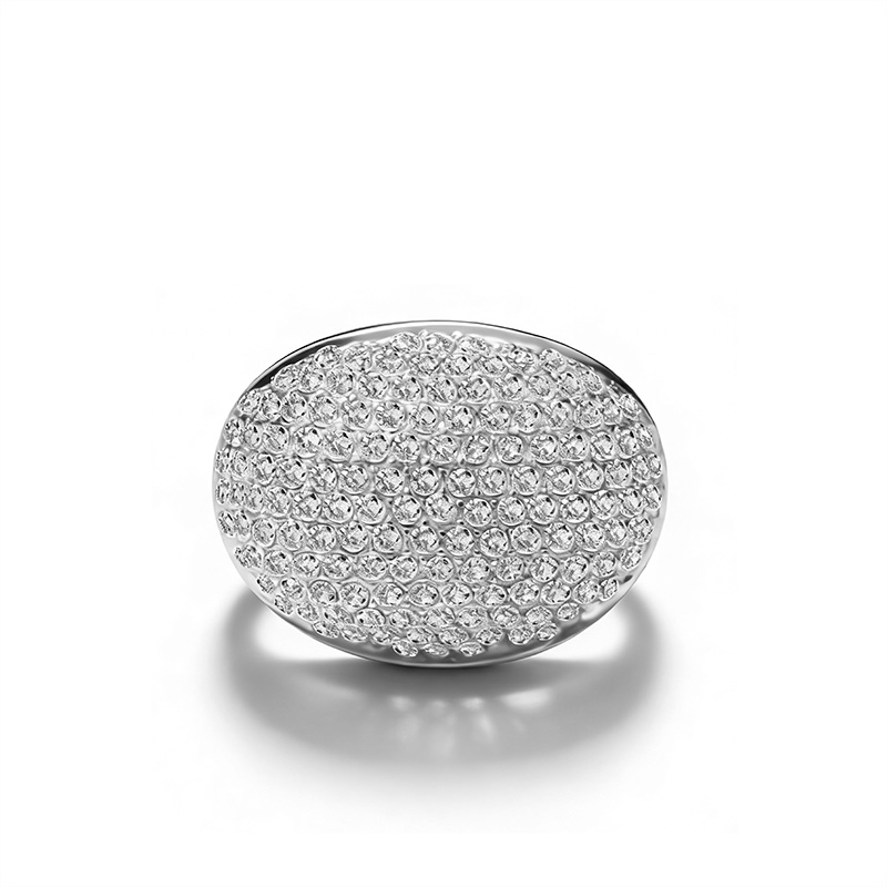 ANELLO BOMBATO OVALE CON PAVÉ DI ZIRCONI - MY251288C241