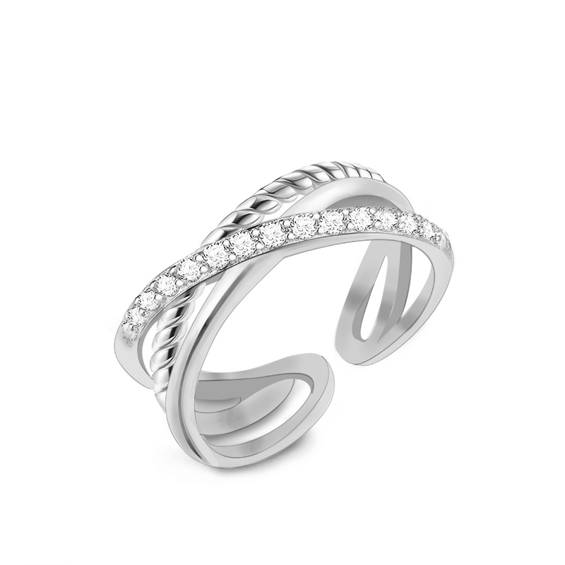 ANELLO APERTO REGOLABILE INTRECCIATO CON ZIRCONE - MY2556B440