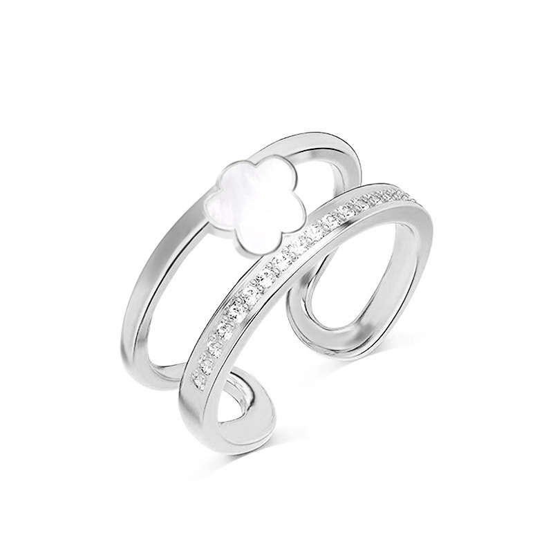 ANELLO APERTO REGOLABILE CON FIORE E ZIRCONE - MY25584B437 ANELLO APERTO REGOLABILE CON FIORE E ZIRCONE - MY25584B437