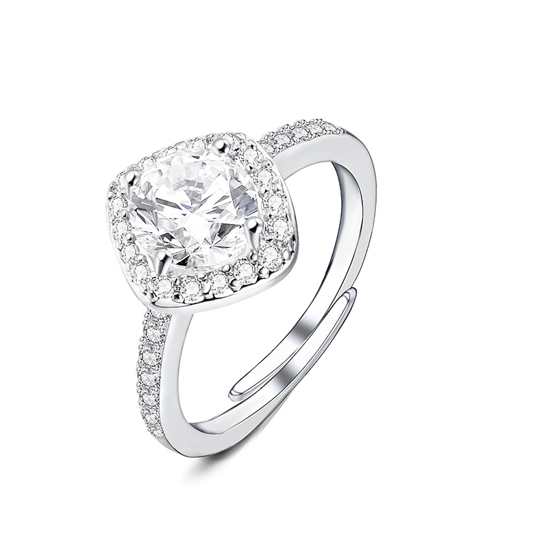 ANELLO REGOLABILE CON ZIRCONE QUADRATO - MY25616B471