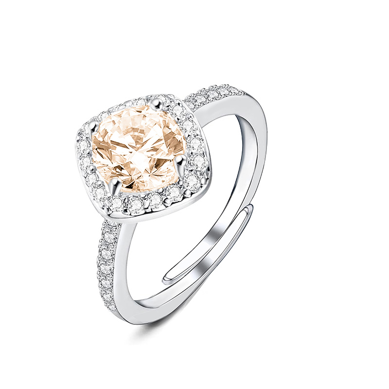 ANELLO REGOLABILE CON ZIRCONE QUADRATO - MY25616B471