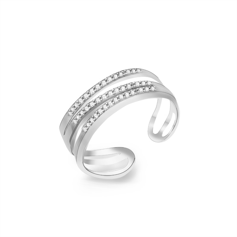 ANELLO APERTO REGOLABILE A TRE FILI CON ZIRCONE - MY2576B436 ANELLO APERTO REGOLABILE A TRE FILI CON ZIRCONE - MY2576B436
