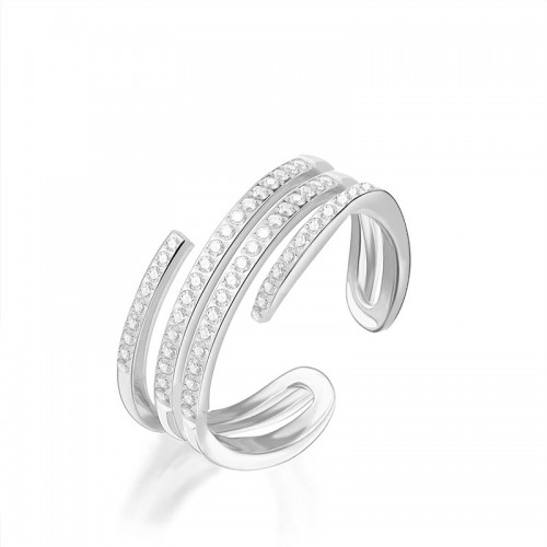 ANELLO APERTO REGOLABILE A QUATTRO FILI CON ZIRCONE - MY2580B441