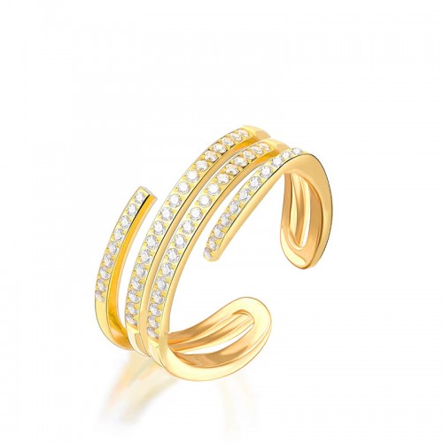 ANELLO APERTO REGOLABILE A QUATTRO FILI CON ZIRCONE - MY2580B441