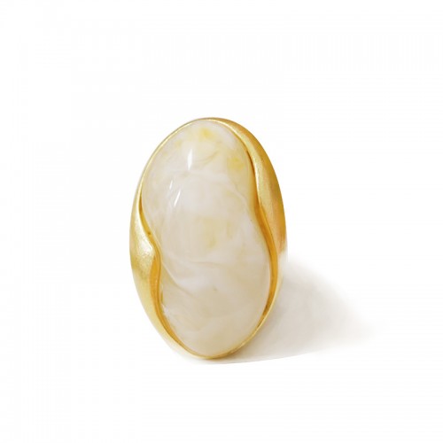 GRANDE ANELLO ELASTICO OVALE CON PIETRA IN RESINA - NY24100B878