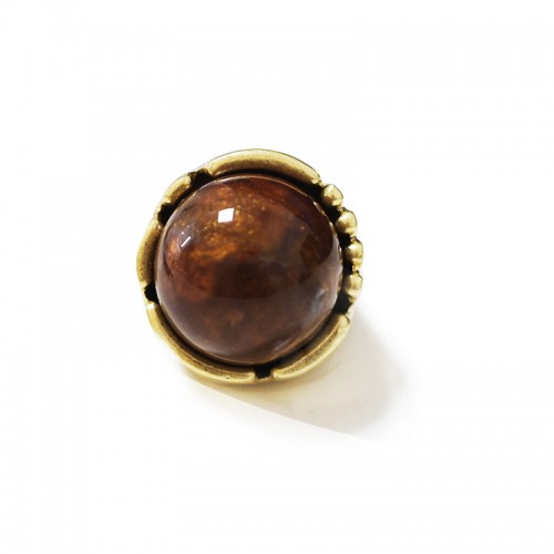 GRANDE ANELLO ELASTICO TONDO CON PIETRA IN RESINA - NY24100B879
