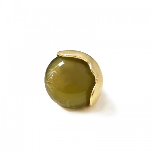 GRANDE ANELLO ELASTICO TONDO CON PIETRA IN RESINA - NY24100B882