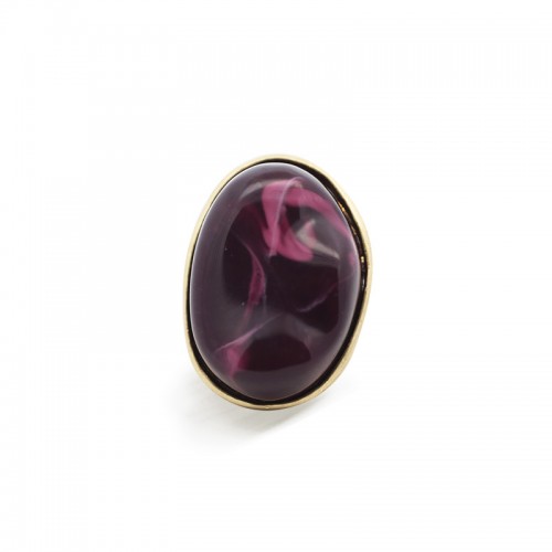 GRANDE ANELLO ELASTICO OVALE CON PIETRA IN RESINA - NY24100B884