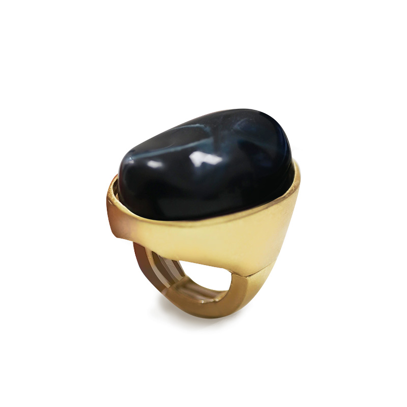 GRANDE ANELLO ELASTICO OVALE CON PIETRA IN RESINA - NY24100B884