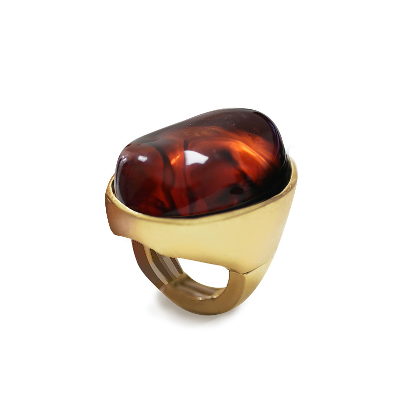 GRANDE ANELLO ELASTICO OVALE CON PIETRA IN RESINA - NY24100B884