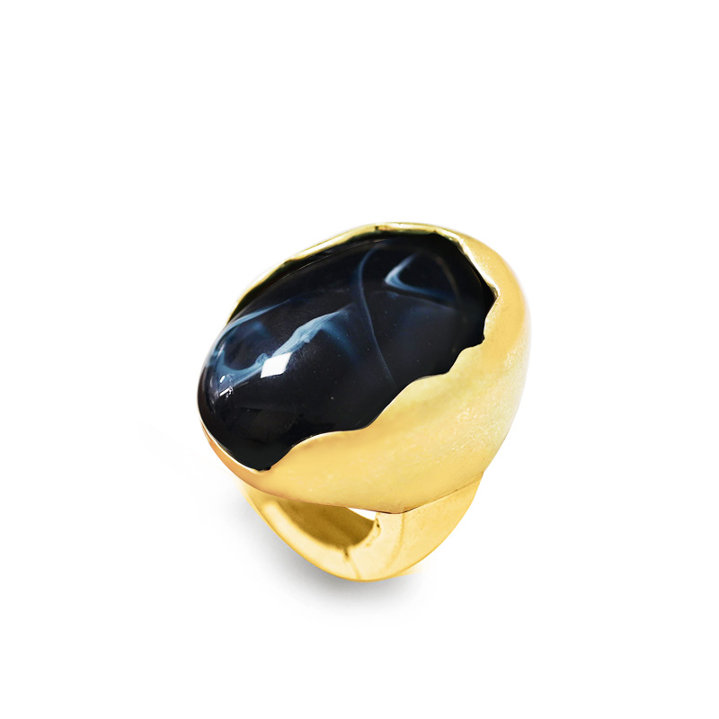 GRANDE ANELLO ELASTICO OVALE CON PIETRA IN RESINA - NY24100B880/B885