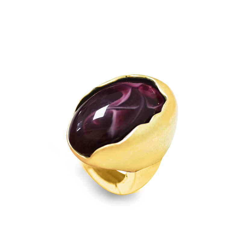 GRANDE ANELLO ELASTICO OVALE CON PIETRA IN RESINA - NY24100B880/B885