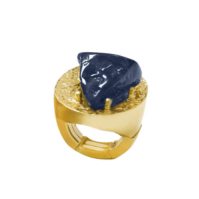 GRANDE ANELLO ELASTICO OVALE CON PIETRA IN RESINA - NY24100B888