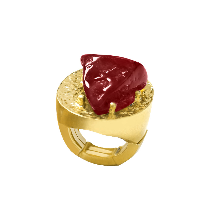 GRANDE ANELLO ELASTICO OVALE CON PIETRA IN RESINA - NY24100B888