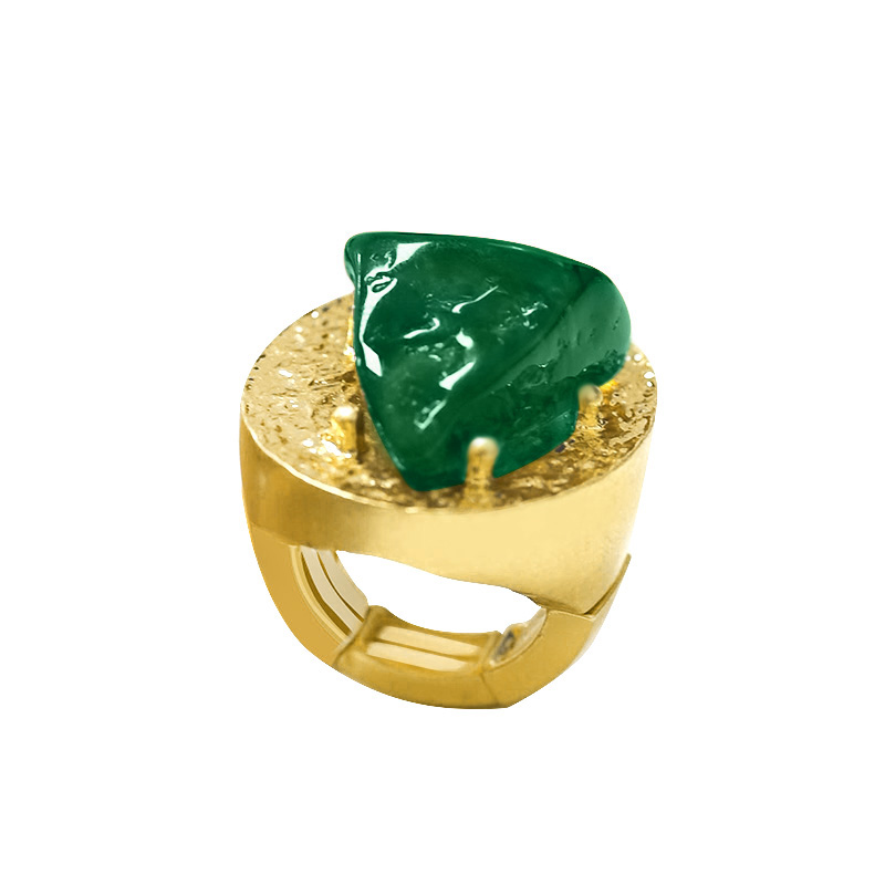 GRANDE ANELLO ELASTICO OVALE CON PIETRA IN RESINA - NY24100B888