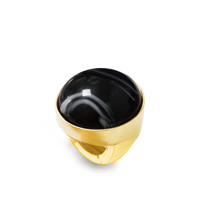 GRANDE ANELLO ELASTICO TONDO CON PIETRA IN RESINA - NY24100B891