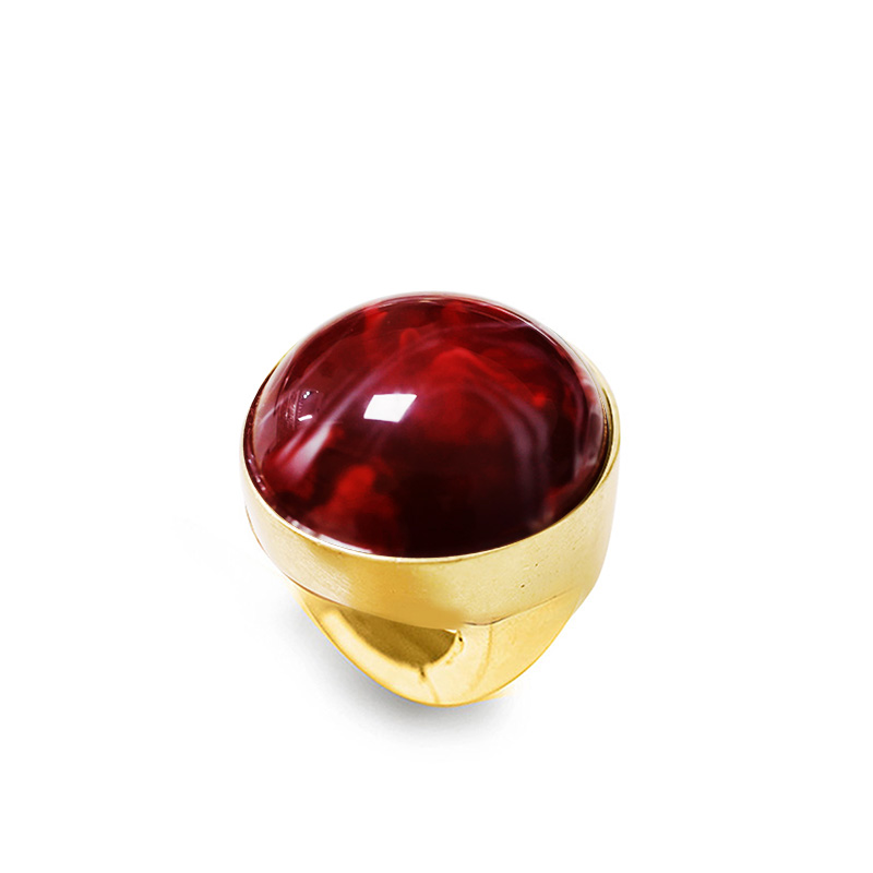 GRANDE ANELLO ELASTICO TONDO CON PIETRA IN RESINA - NY24100B891