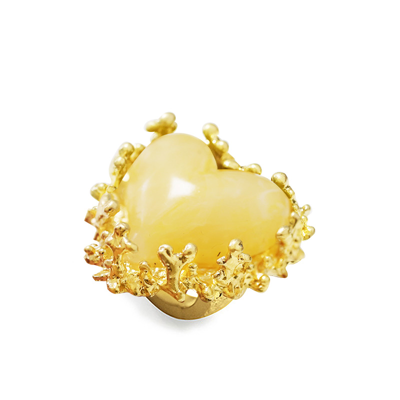 GRANDE ANELLO ELASTICO CORAL CON PIETRA IN RESINA A CUORE - NY24108B883 GRANDE ANELLO ELASTICO CORAL CON PIETRA IN RESINA A CUORE - NY24108B883