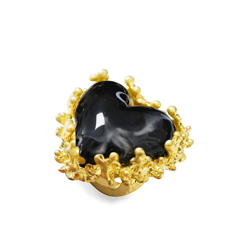 GRANDE ANELLO ELASTICO CORAL CON PIETRA IN RESINA A CUORE - NY24108B883 GRANDE ANELLO ELASTICO CORAL CON PIETRA IN RESINA A CUORE - NY24108B883