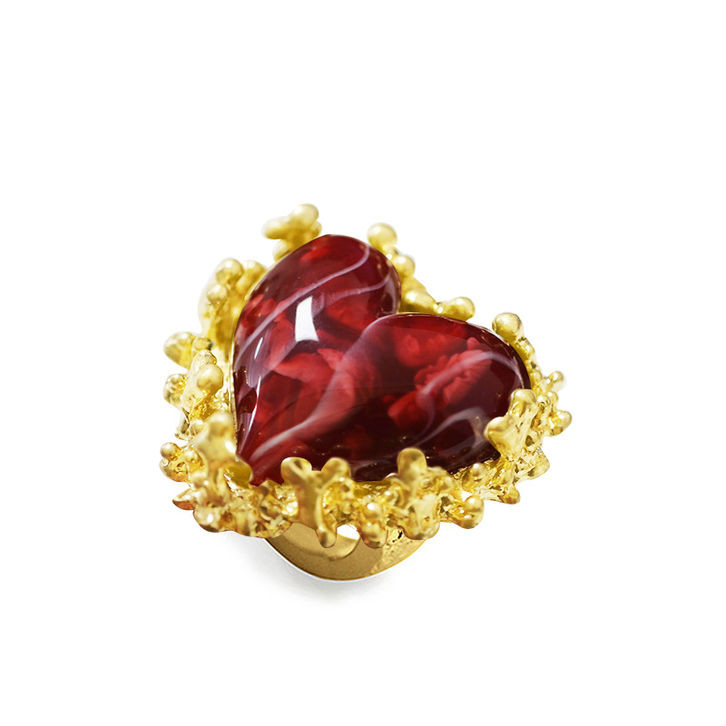 GRANDE ANELLO ELASTICO CORAL CON PIETRA IN RESINA A CUORE - NY24108B883 GRANDE ANELLO ELASTICO CORAL CON PIETRA IN RESINA A CUORE - NY24108B883
