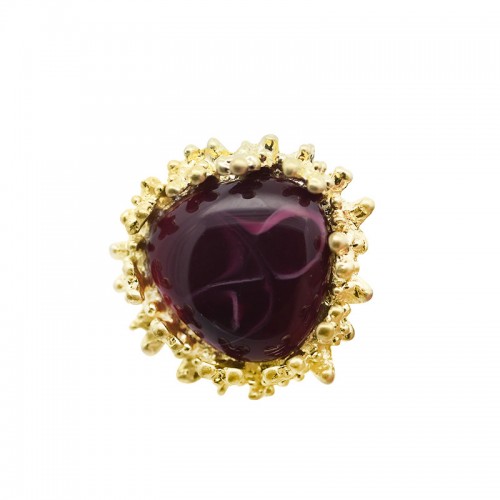 GRANDE ANELLO ELASTICO CORAL CON PIETRA IN RESINA - NY24108B892
