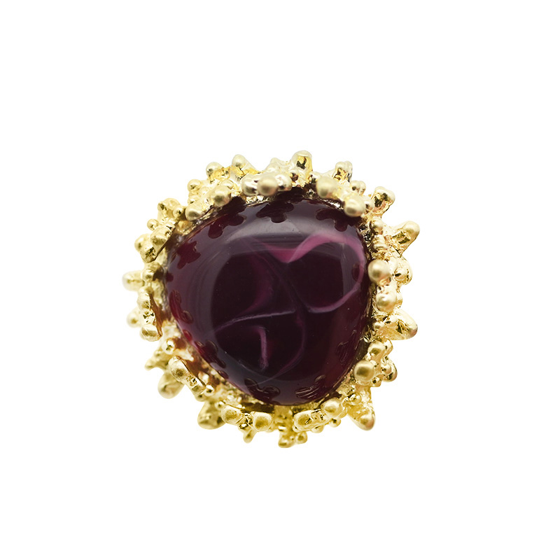 GRANDE ANELLO ELASTICO CORAL CON PIETRA IN RESINA - NY24108B892