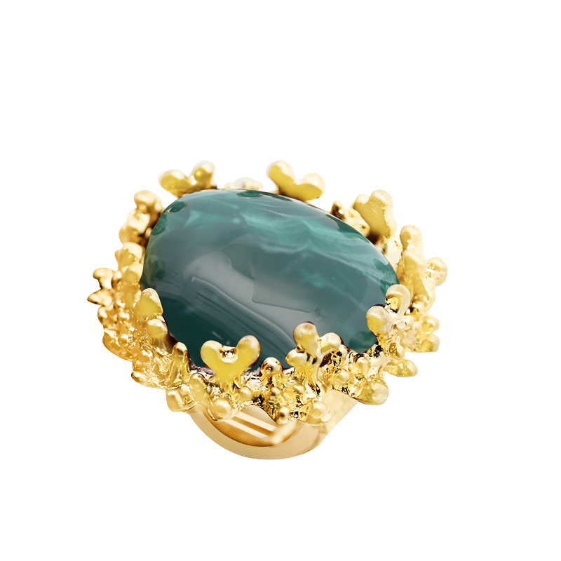 GRANDE ANELLO ELASTICO CORAL CON PIETRA IN RESINA - NY24108B892