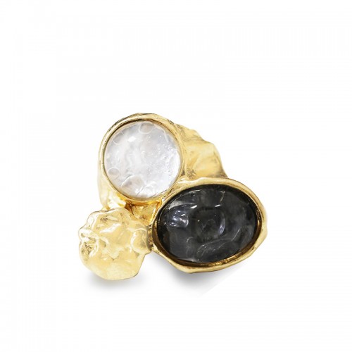 GRANDE ANELLO ELASTICO TRIS CON PIETRA IN RESINA - NY24108B893