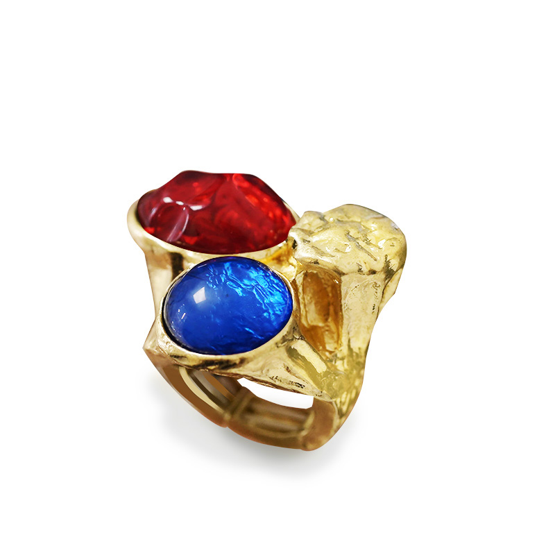 GRANDE ANELLO ELASTICO TRIS CON PIETRA IN RESINA - NY24108B893