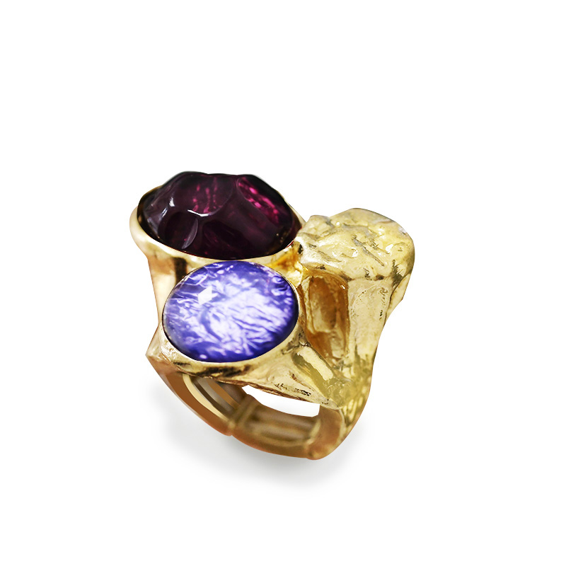 GRANDE ANELLO ELASTICO TRIS CON PIETRA IN RESINA - NY24108B893
