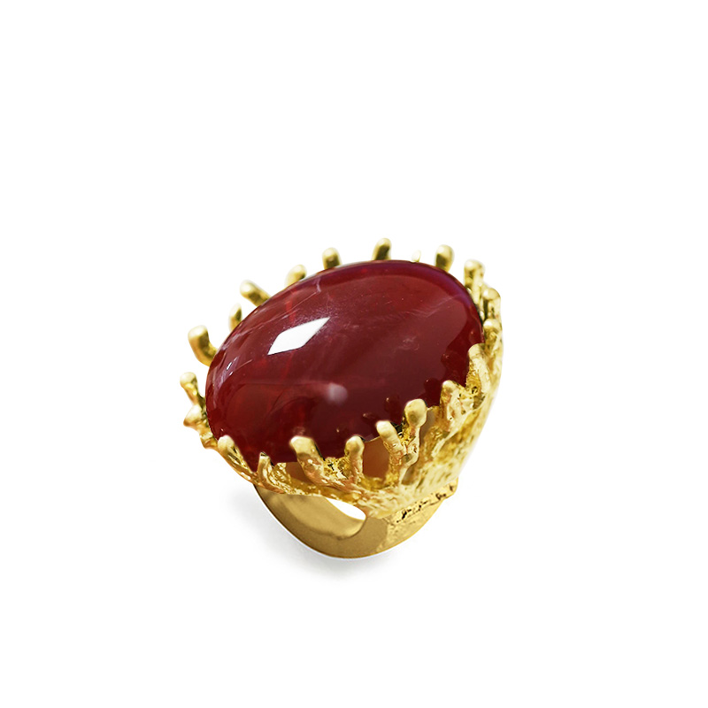 GRANDE ANELLO ELASTICO CORAL CON PIETRA IN RESINA - NY2484B881 GRANDE ANELLO ELASTICO CORAL CON PIETRA IN RESINA - NY2484B881