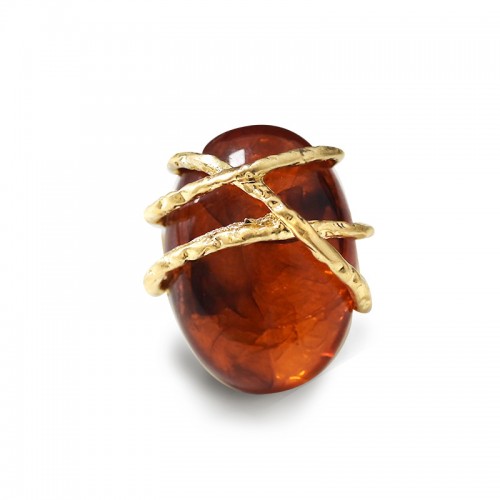 GRANDE ANELLO ELASTICO CON PIETRA OVALE IN RESINA - NY2488B890