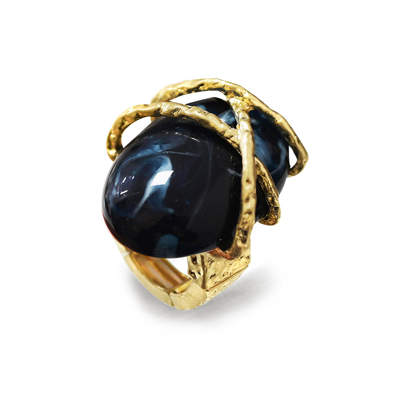 GRANDE ANELLO ELASTICO CON PIETRA OVALE IN RESINA - NY2488B890