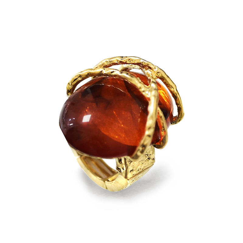 GRANDE ANELLO ELASTICO CON PIETRA OVALE IN RESINA - NY2488B890