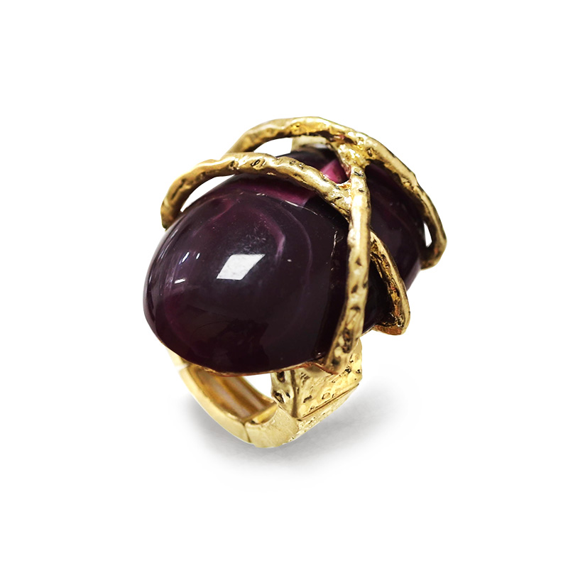 GRANDE ANELLO ELASTICO CON PIETRA OVALE IN RESINA - NY2488B890