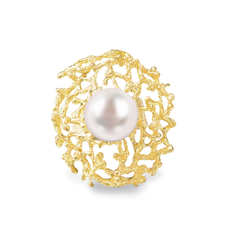 GRANDE ANELLO ELASTICO CORAL CON PERLA - NY2492B896