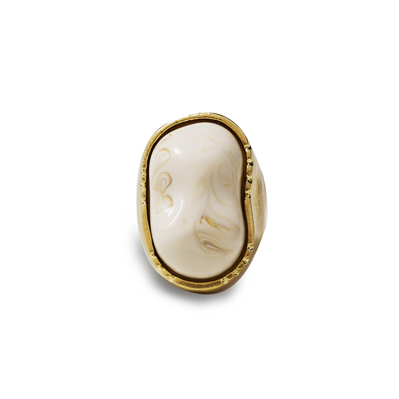 GRANDE ANELLO ELASTICO ORGANICO CON PIETRA IN RESINA - NY25100C568