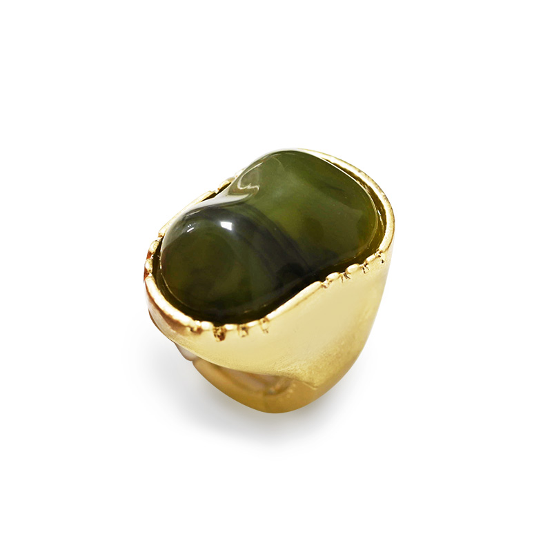 GRANDE ANELLO ELASTICO ORGANICO CON PIETRA IN RESINA - NY25100C568