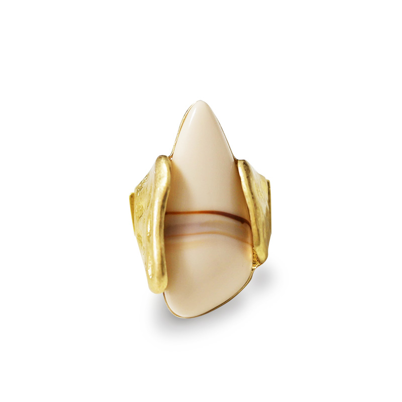 GRANDE ANELLO ELASTICO A PUNTA CON PIETRA IN RESINA - NY25100C570