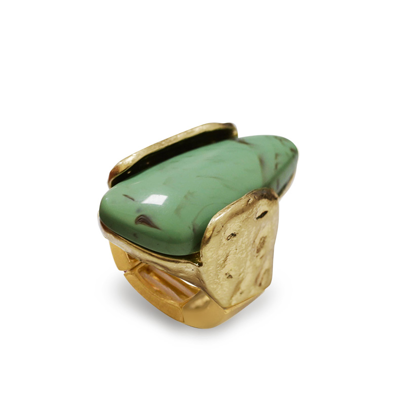 GRANDE ANELLO ELASTICO A PUNTA CON PIETRA IN RESINA - NY25100C570