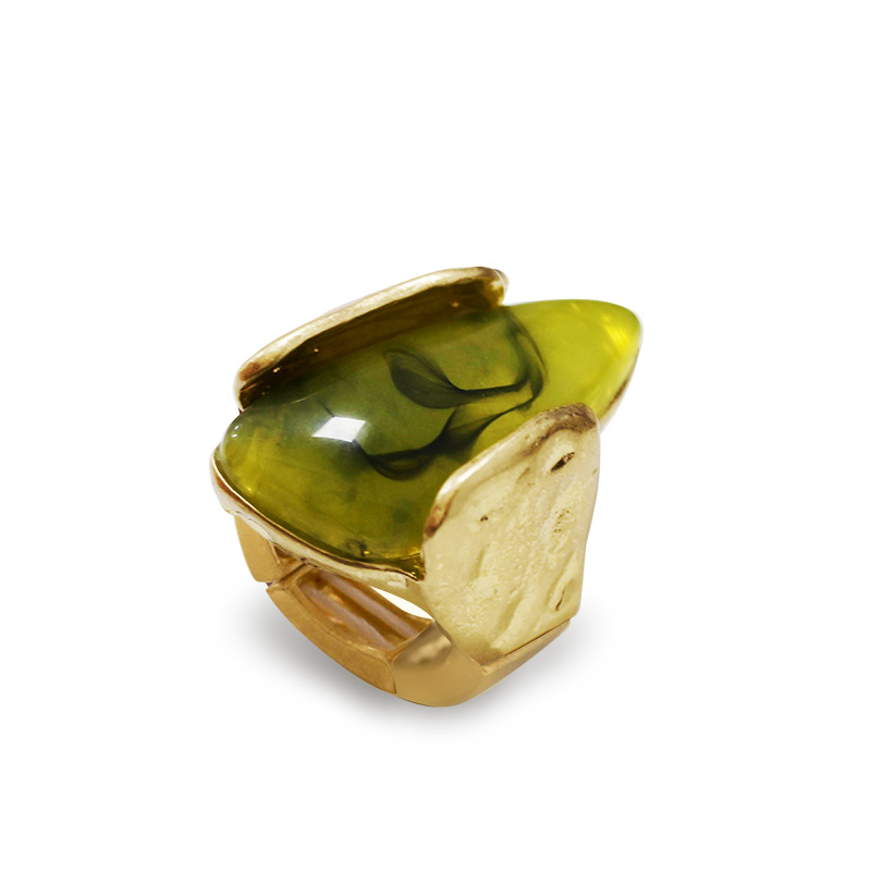 GRANDE ANELLO ELASTICO A PUNTA CON PIETRA IN RESINA - NY25100C570