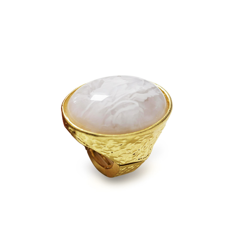 GRANDE ANELLO ELASTICO OVALE CON PIETRA IN RESINA - NY25100C574
