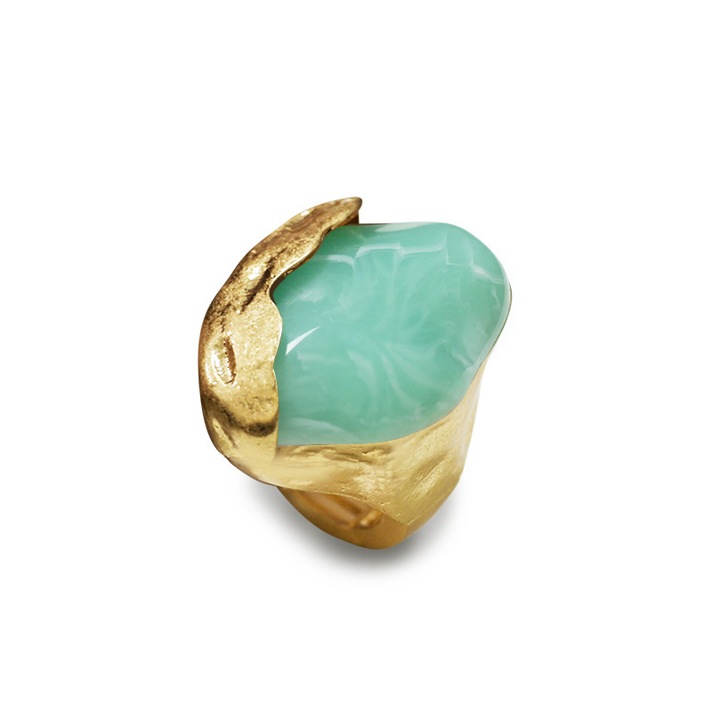 GRANDE ANELLO ELASTICO ORGANICO CON PIETRA IN RESINA - NY25100C576