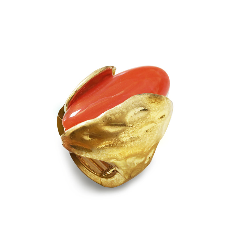 GRANDE ANELLO ELASTICO A MANDORLA CON PIETRA IN RESINA - NY25100C577