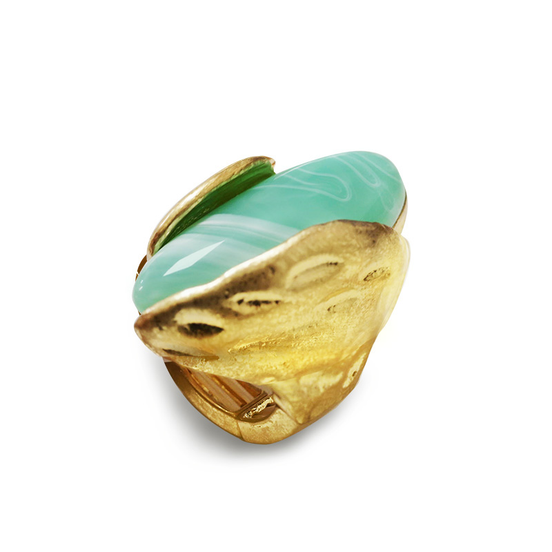 GRANDE ANELLO ELASTICO A MANDORLA CON PIETRA IN RESINA - NY25100C577