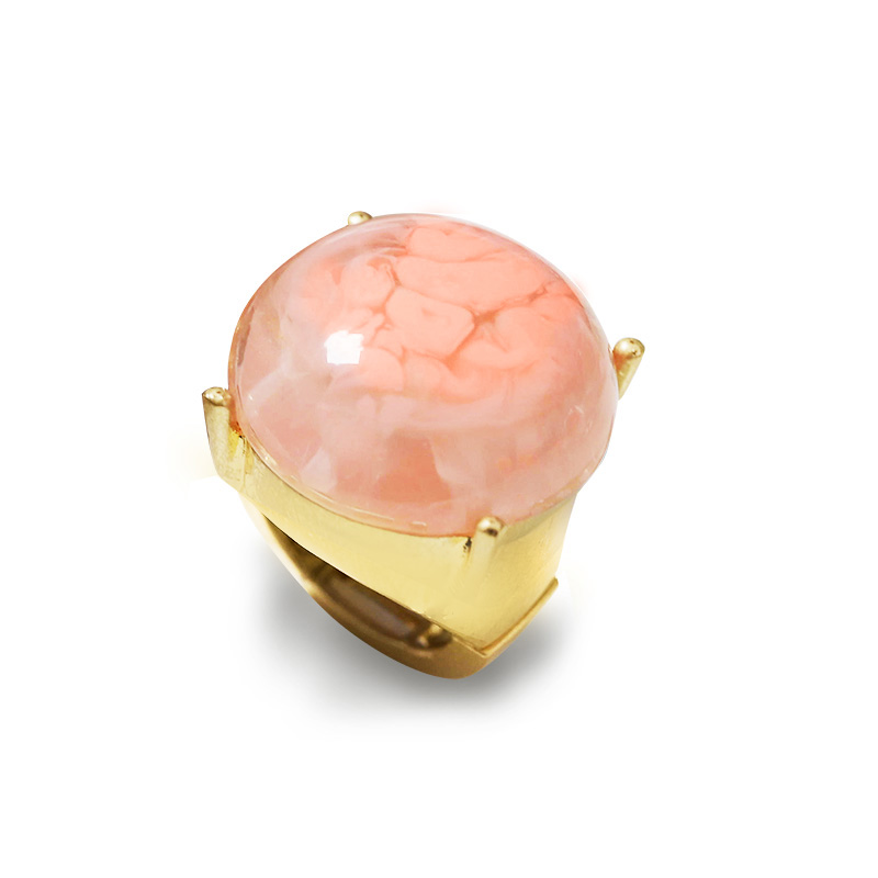 GRANDE ANELLO ELASTICO TONDO CON PIETRA IN RESINA - NY25100C582