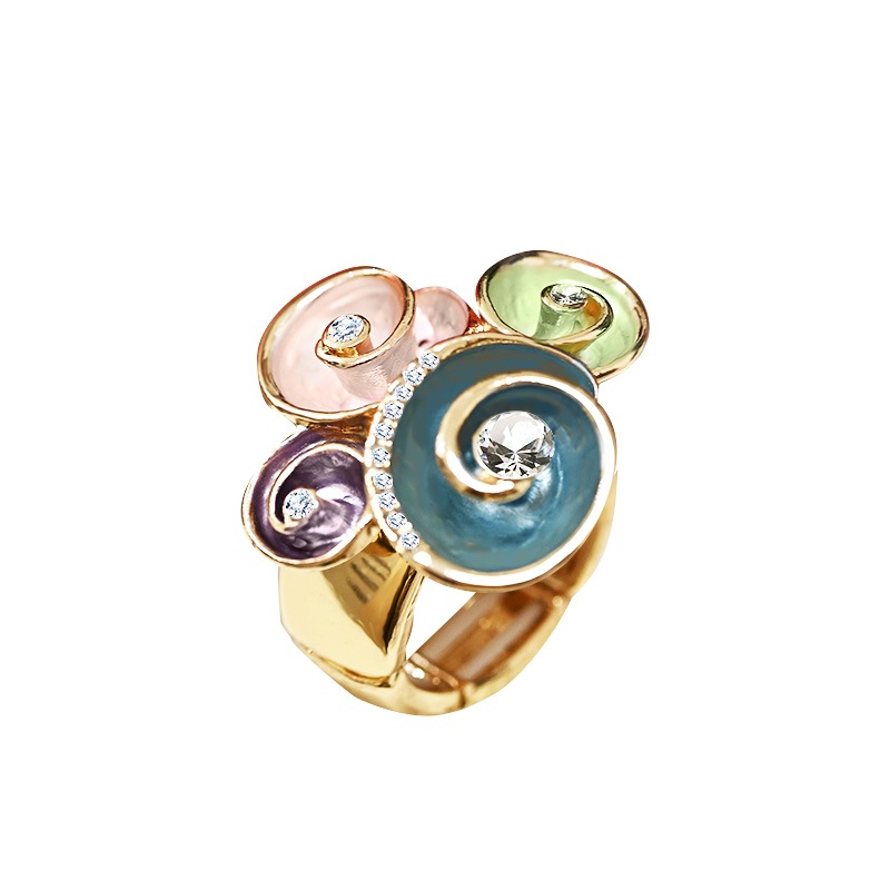 ANELLO ELASTICO QUATTRO SPIRALI SMALTATI CON STRASS - SW25448B116 ANELLO ELASTICO QUATTRO SPIRALI SMALTATI CON STRASS - SW25448B116