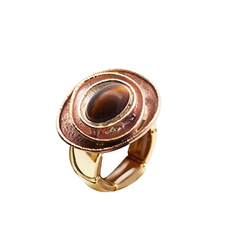 ANELLO ELASTICO SMALTATO TONDO IRREGOLARE A TRE STRATI CON PIETRA - SW25448B117